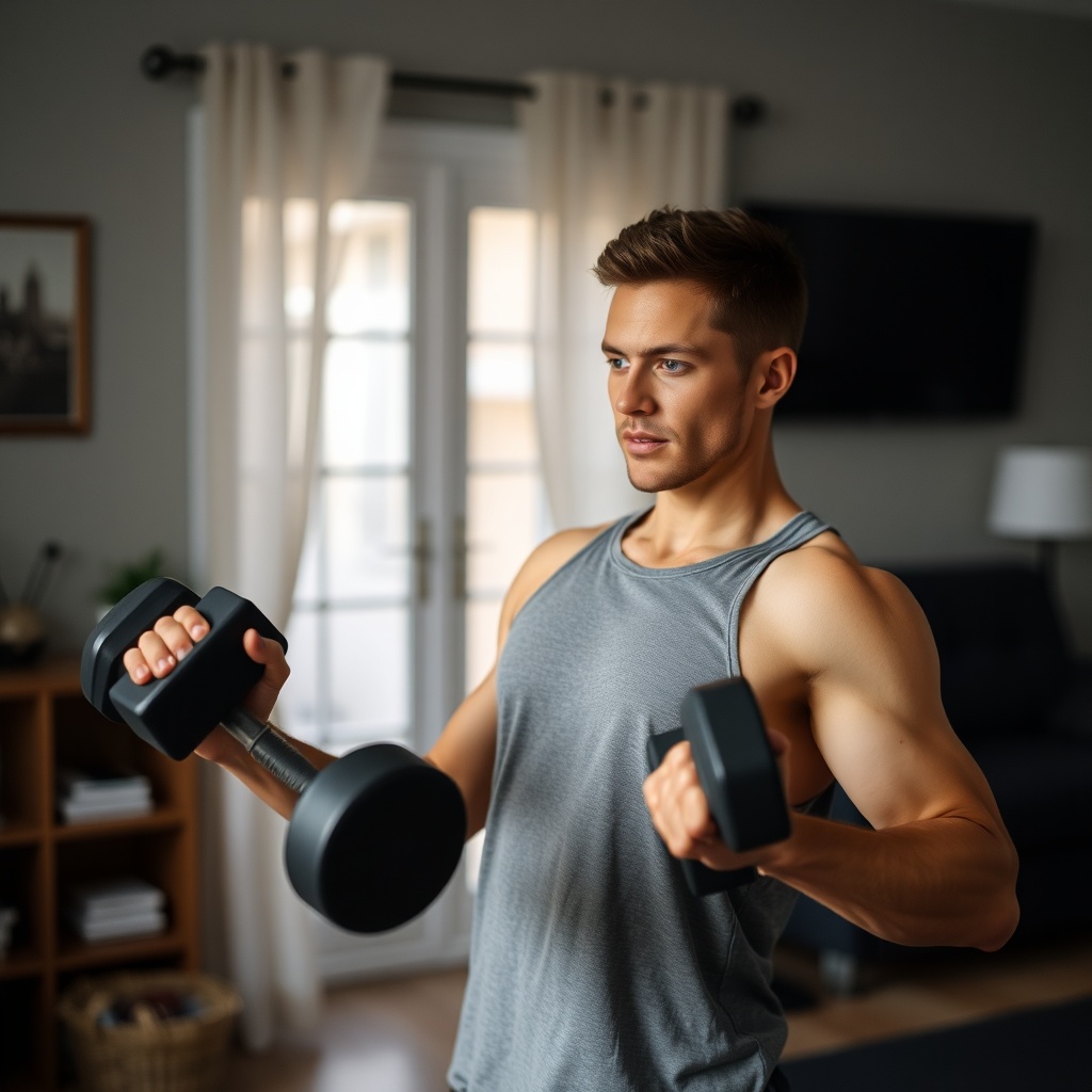 Person lifting dumbbells